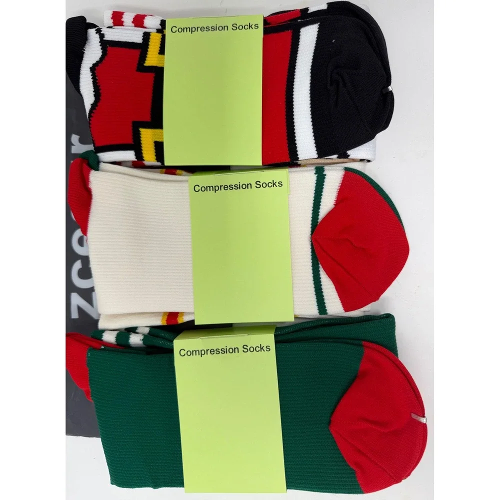 Zcesur‎ Compression Socks 3 Pairs L/XL Novelty Fun Christmas Striped Design